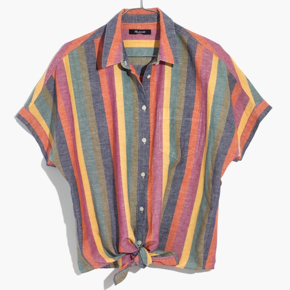 Madewell NWOT Tie-Front Shirt Rainbow XS